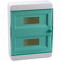 Распределительный шкаф OptiBox P, 24 мод., IP41, навесной, пластик, прозрачная зеленая дверь |  код. 117926 |  КЭАЗ